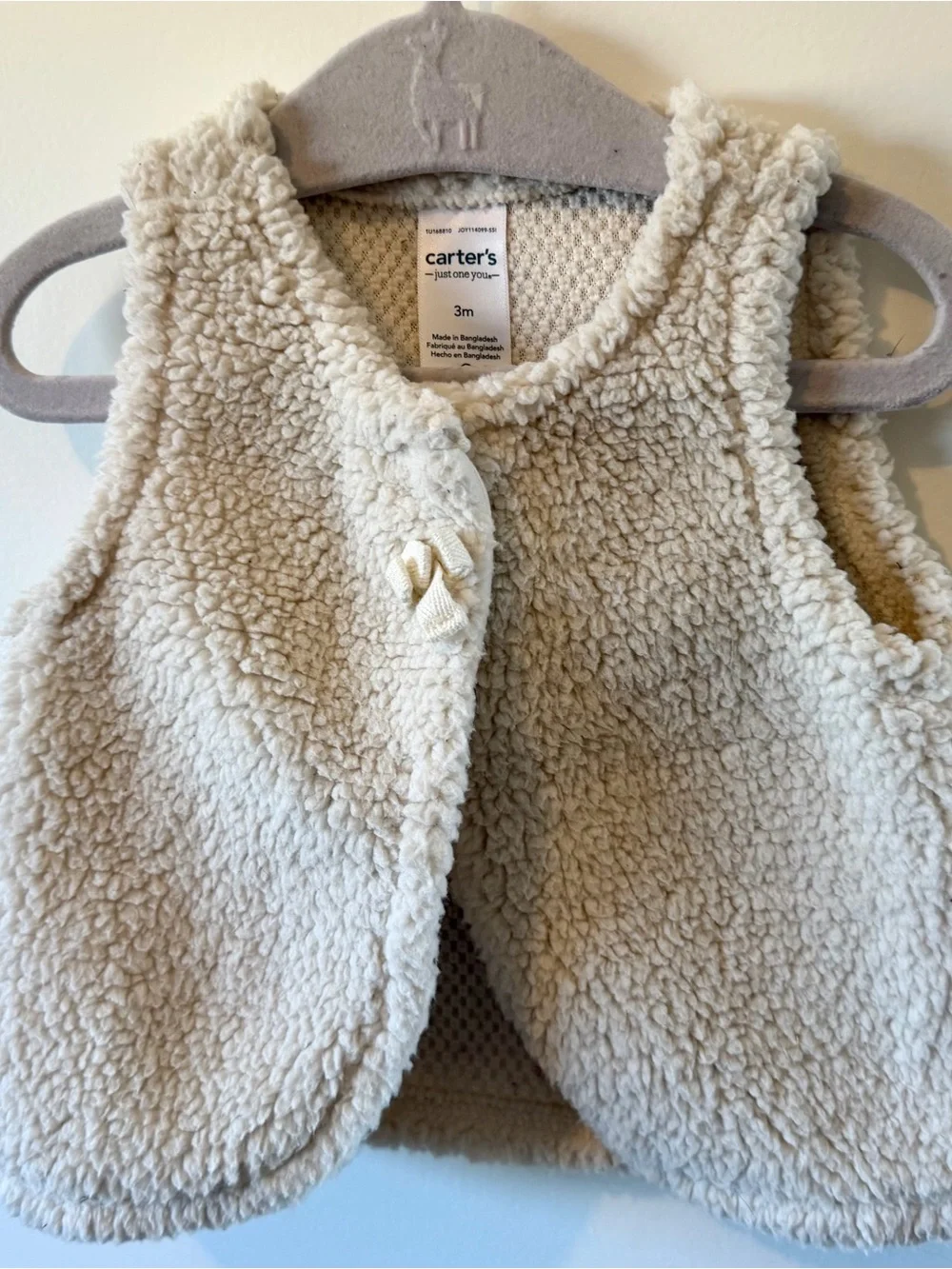 Carter's Cream Sherpa Baby Vest